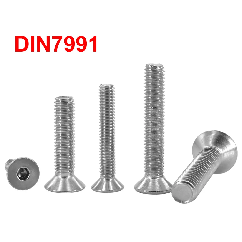 M5 M6 M8 M10 304 Stainless Steel Countersunk Hexagon Hex Socket Head Screw Flat DIN7991 Bolts Allen Furniture Screws 3/5/7/10pcs