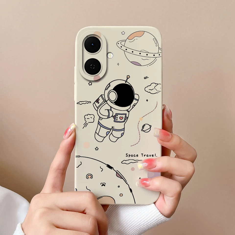 Cartoon Astronaut Cactus Anti-Fingerprint Creative Back Cover Case