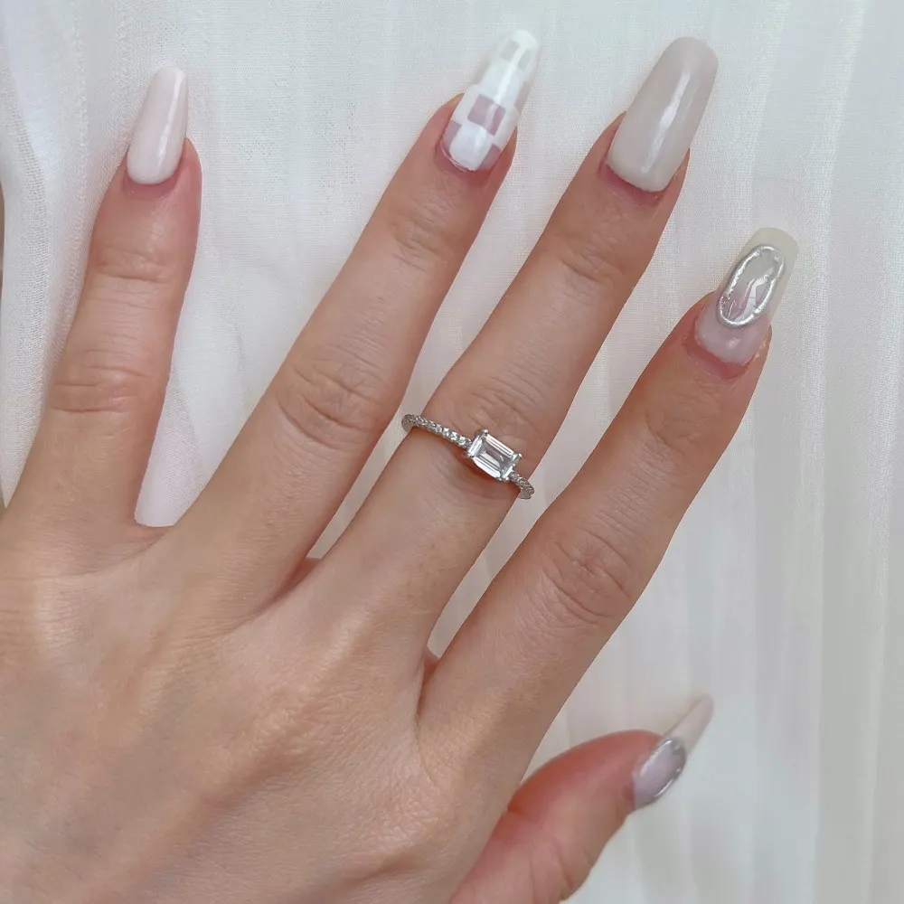 

Кольцо Karachis из стерлингового серебра 925 пробы в японском и корейском стиле для женщин, нишевое модное искусственное роскошное квадратное циркониевое микро-инкрустация