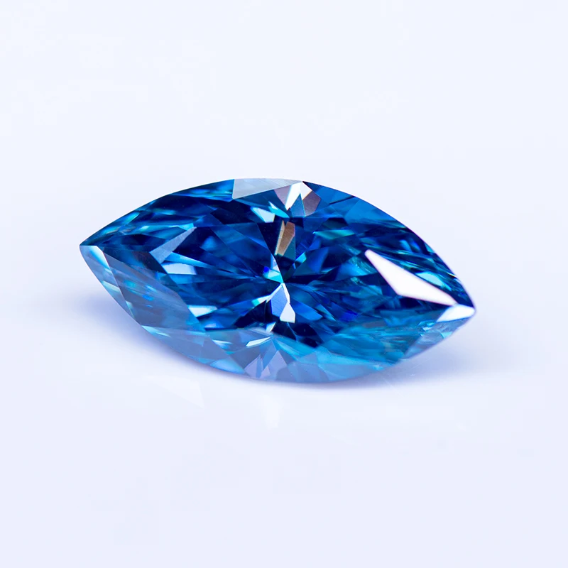 Moissanite Stone Gemstone Sapphire Blue Color Marquise Cut Lab Grown Diamond Charms Woman Jewelry Making with GRA Certificate