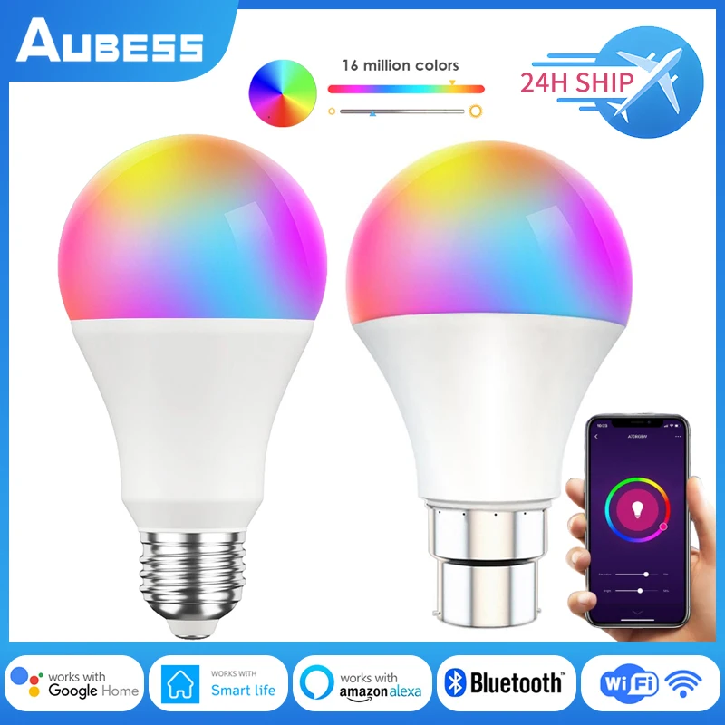 Aubess WiFi Smart Light Bulb Bluetooth compatible 15W 9W B22 E27 LED aubess-wifi-smart-light-bulb-bluetooth-compatible-15w-9w-b22-e27-led