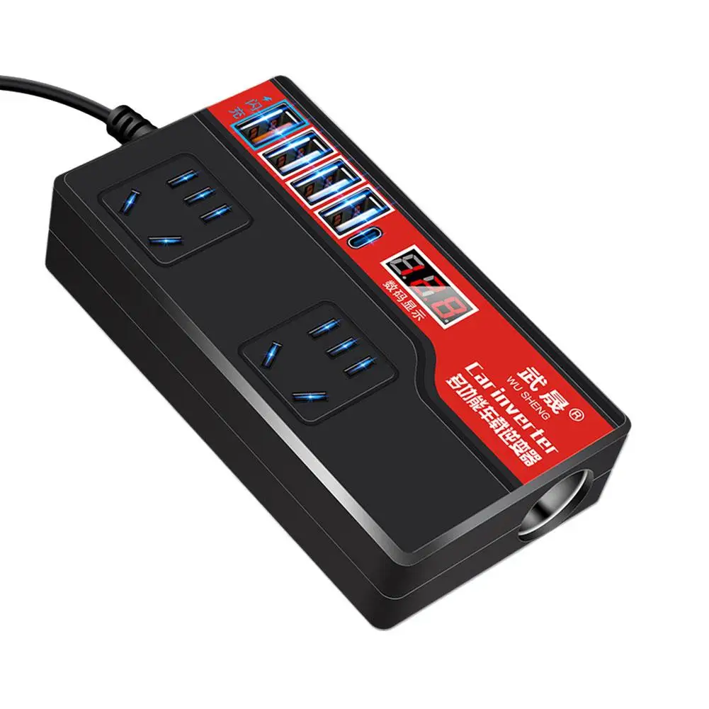 차량용 전원 인버터, USB 전원 컨버터 소켓 어댑터 포트, 디지털 디스플레이 4 개 포함, 12V, 24V, AC 220V, 2000W, T6z3