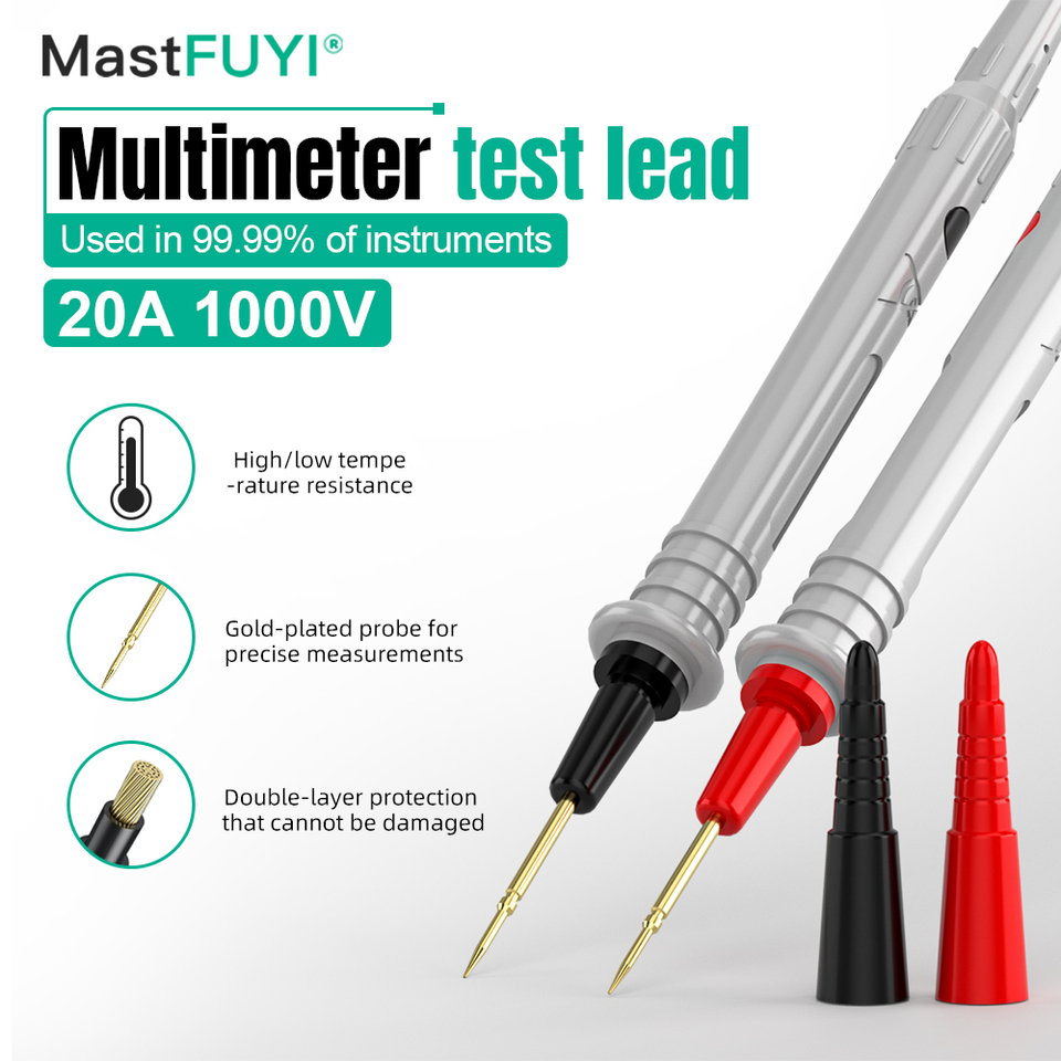 MASTFUYI Multimeter Test Lead Universal Cable AC DC 1000V 20A Measuring Probe Tester Universal Fountain Pen Wire Tip Wire Pen