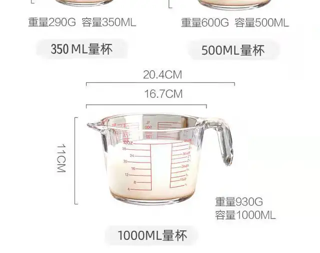 Large-capacity Glass Measuring Cup With Graduated Handle Home  High-temperature-resistant Kitchen Milk Baking Beaten Egg Cup - Dessert  Tools - AliExpress