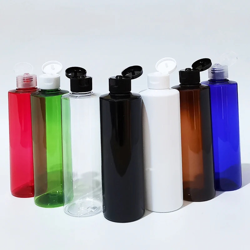 

30pcs 250ml Empty Brown/Clear Refillable Cosmetic Bottle With Plastic Flip Top Cap 250cc PET Shampoo Lotion Container