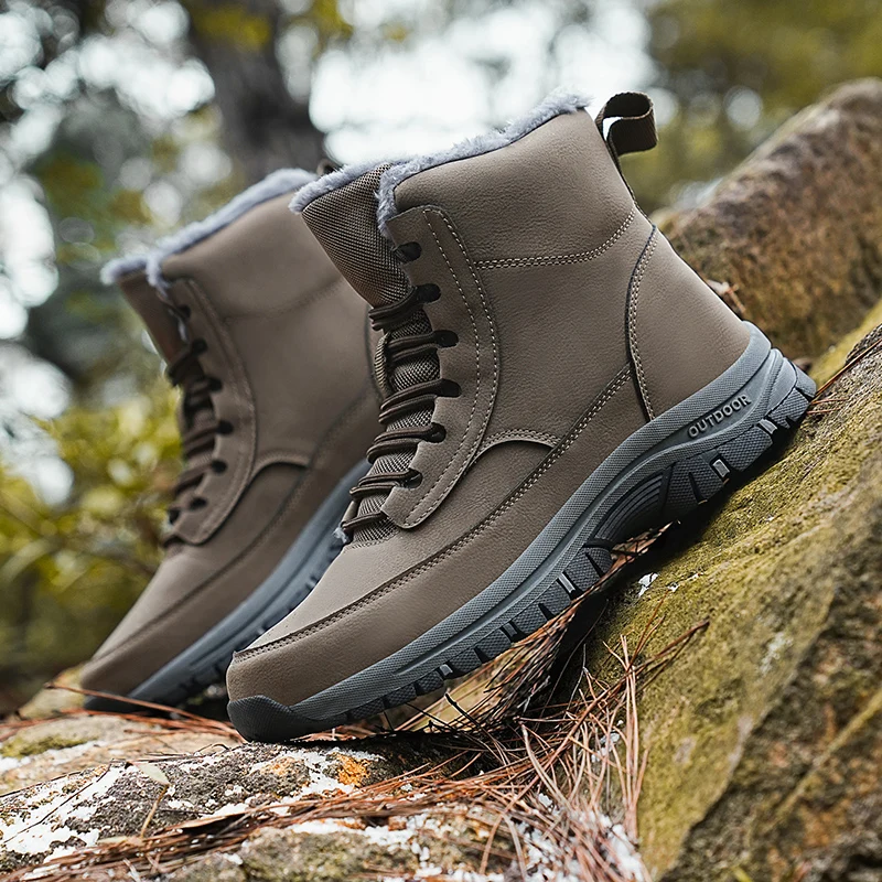 Outdoor Snow Men Boots  Waterproof, Insulated, and Slip-Resistant Winter Footwear for Cold Weather Adventures.