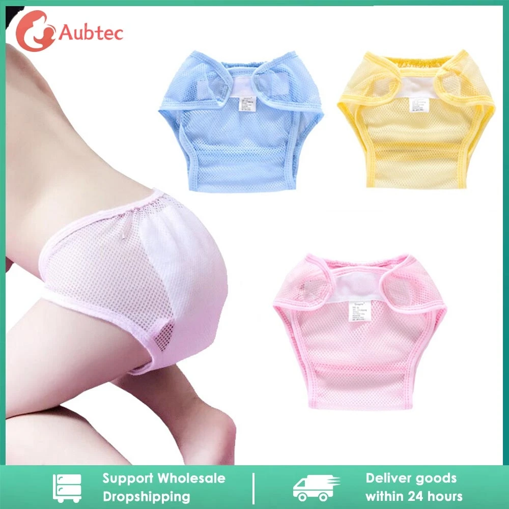 

Soft Breathable Baby Cloth Diaper Washable Newborn Net Grid Diaper Waterproof Panties Nappies For 3-8KG Baby Infant Boy Girl