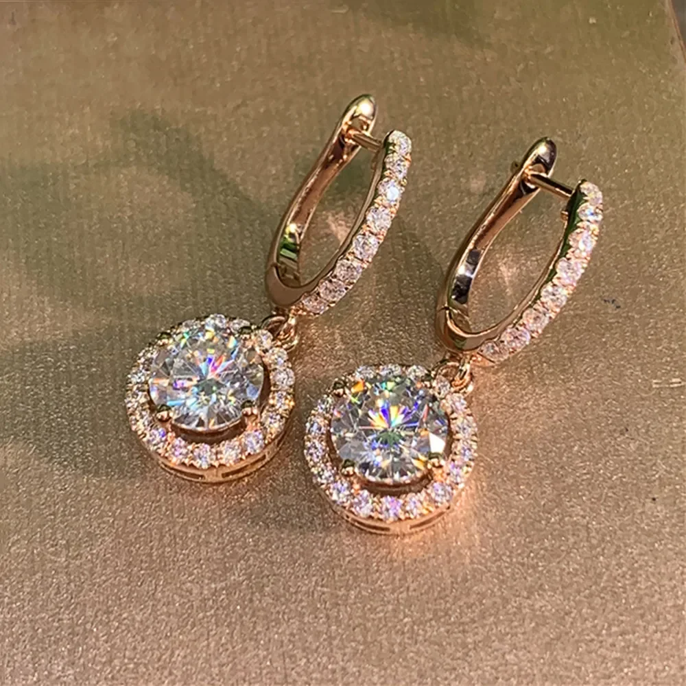 Dangle Earrings Drop Earrings Crystal Earrings Round Dangle Earrings For Women Dazzling Crystal CZ Engagement Wedding Jewelry