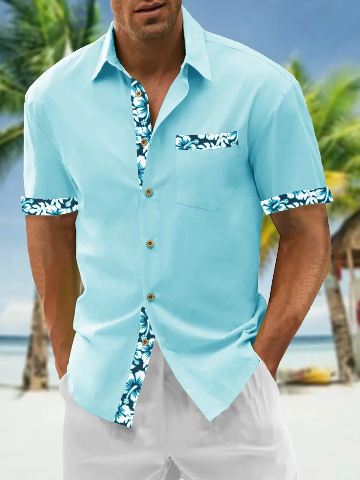 

Мужские Гавайские рубашки с цветочным принтом для повседневного отдыха, рубашки оверсайз с коротким рукавом, модная и дышащая мужская одежда