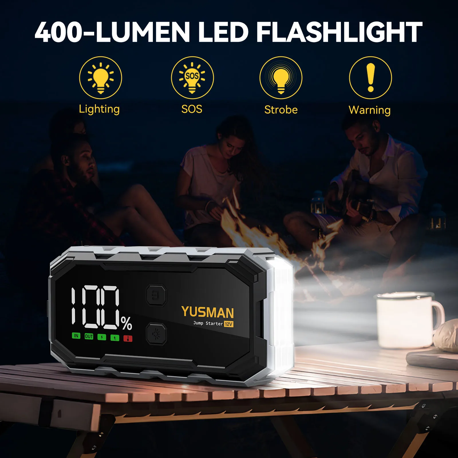 5000A Car Jump Starter Portable Power Bank Car Booster for 10L Diesel Auto Safety Hammer Emergency Starting Device