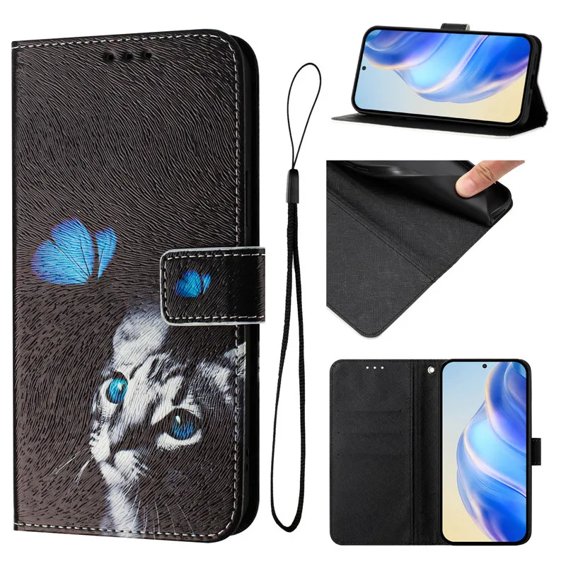 Vintage Floral Leather Wallet Case with Magnetic Flip Cover