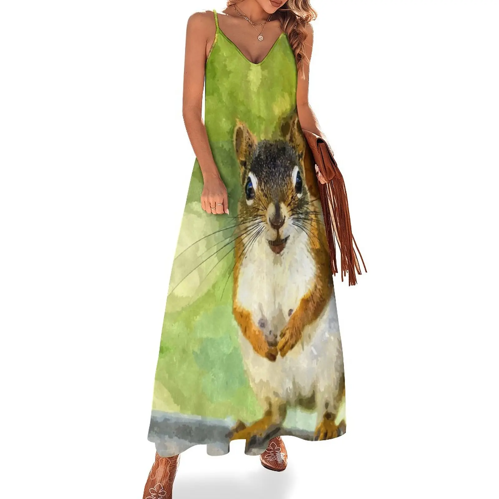 

Squirrel looking at me Sleeveless Dress Women's summer dress wedding guest dress 2024