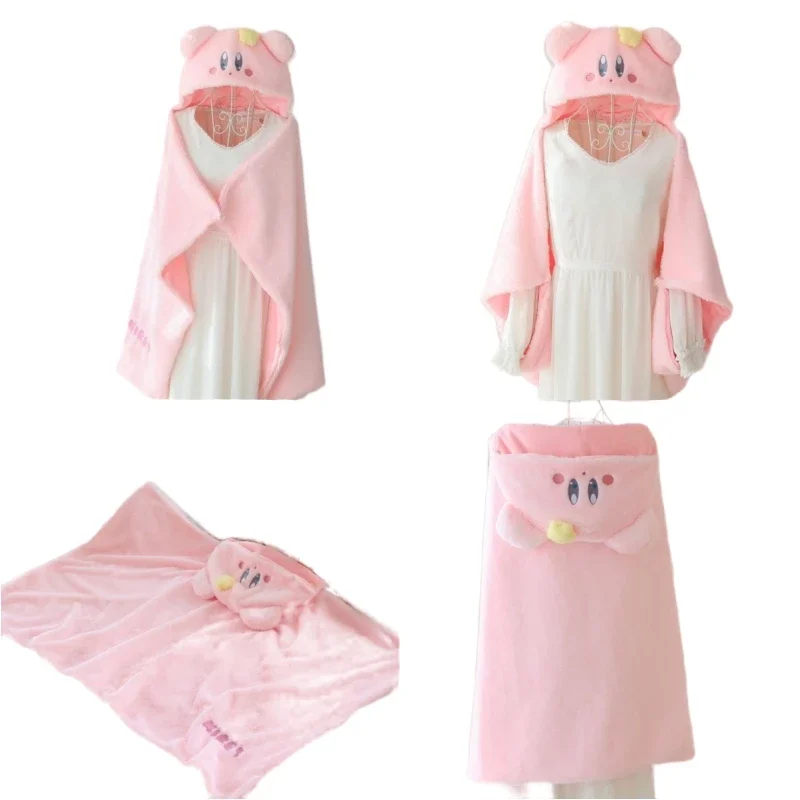 

Милая плюшевая накидка Kirby в стиле аниме Kawaii, пальто с капюшоном, домашняя шаль, одеяло для сна, стеганое одеяло для девочки, подарок на день рождения и Рождество