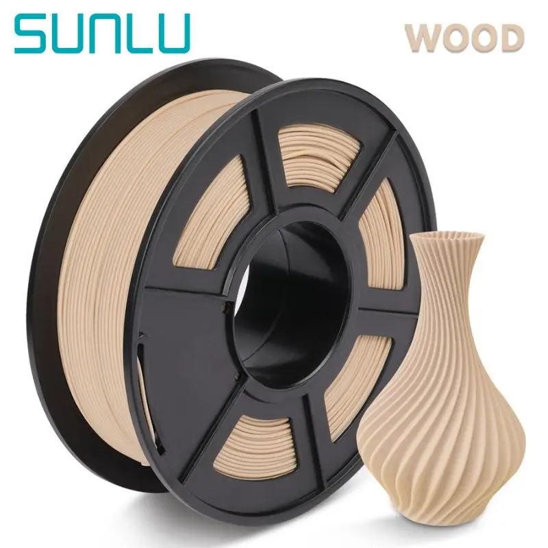 SUNLU Wood PLA 3D Printer Filament Real Wood Filament 1.75 mm 1KG(2.2LBS) Spool Dimensional Accuracy +/- 0.02 mm sunlu best seller 3d printer wood pla filament 1kg with spool children creative model material non toxic 1 75mm wood filament