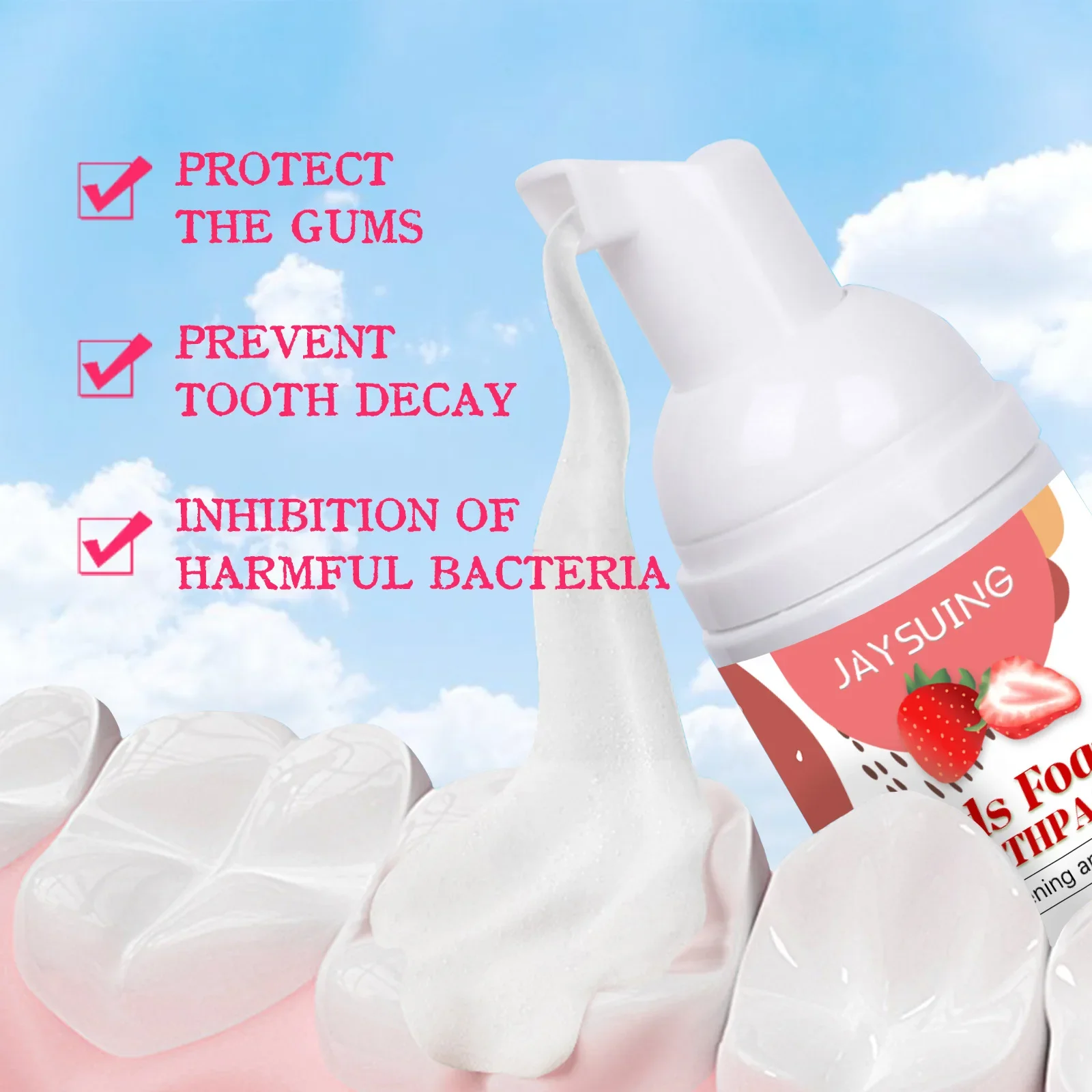 Teeth health product children's toothpaste cavity prevention repair decay dental stain cleansing remove bad breath whitening foam