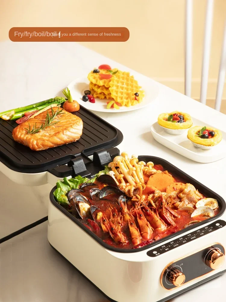 Electric baking pan household double-sided heating can be detached and washed, deepened, enlarged pan frying