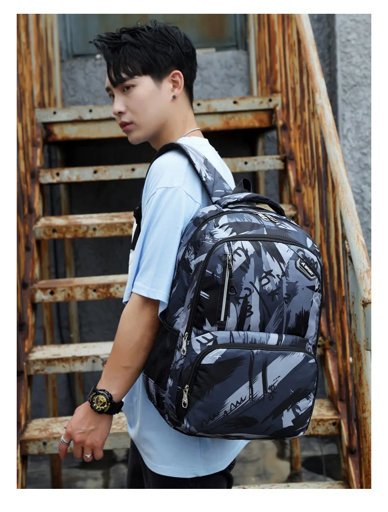 Kreative Neueste Camouflage Rucksack Trendy Student Schule Tasche Reise Rucksack Koreanischen Stil Unisex Verdicken Business Schulter Taschen – Detail 26