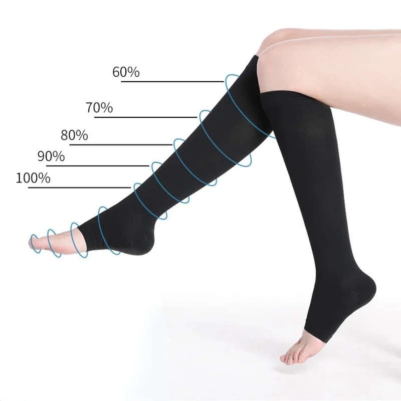 Medical Calf Compression Stockings Varicose Veins Shaping Graduated  Pressure Stockings Elastic Open Toe Knee High Stockings - AliExpress