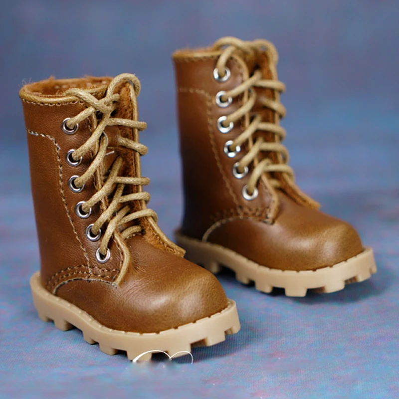 

2022 New Style 1/4 BJD Leather Plush Lace-Up Boots Shoes For Doll SD BJD Cool Shoes Doll Accessories