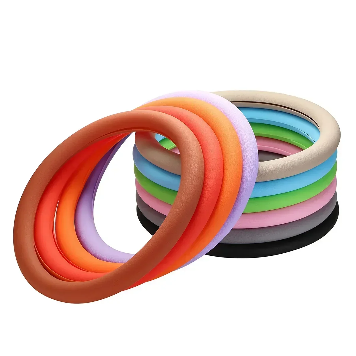 Car Summer Universal Silicone Steering Wheel Cover Elastic Glove Cover Texture Soft Multi Color Auto Decoration DIY Accessories