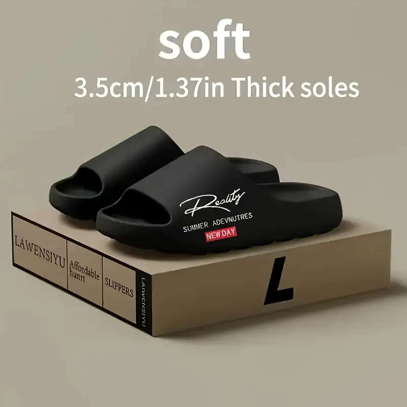 Pantoufles d'été imprimées innovantes EVA, pantoufles décontractées antidérapantes à semelles épaisses pour hommes, adaptées à un usage intérieur et extérieur, à la plage