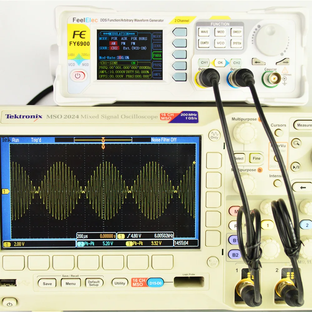 FeelElec FY6900 20-100MHz Dual Channel DDS Function Generator,Arbitrary Waveform,Pulse Signal Source with Frequency Counter