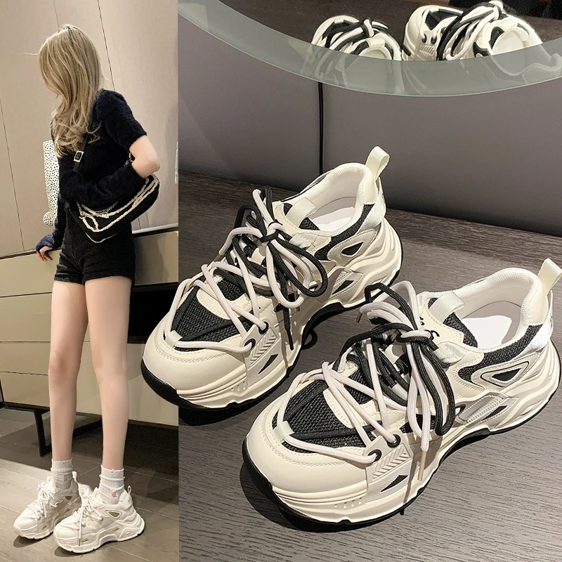 

Women's New Sneakers 2023 Autumn Winter Solid color Thick Bottom Sports Shoes Casual Lightweight Versatile Outdoor Running Shoes