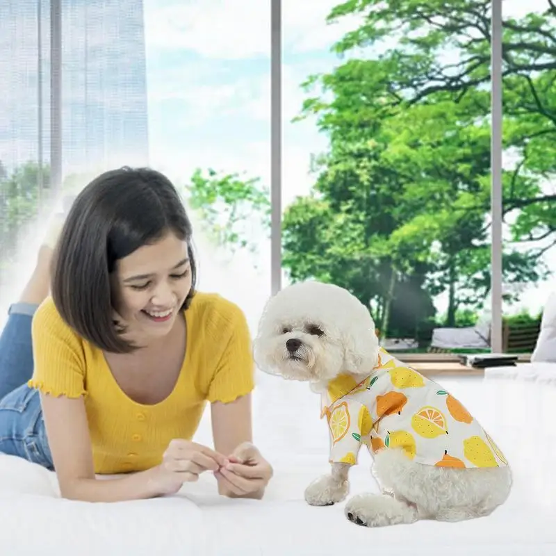 여름용 통기성 반려동물 티셔츠, 강아지 의류, 강아지 의류, 과일 프린트 강아지 복장, 소형 중형견용