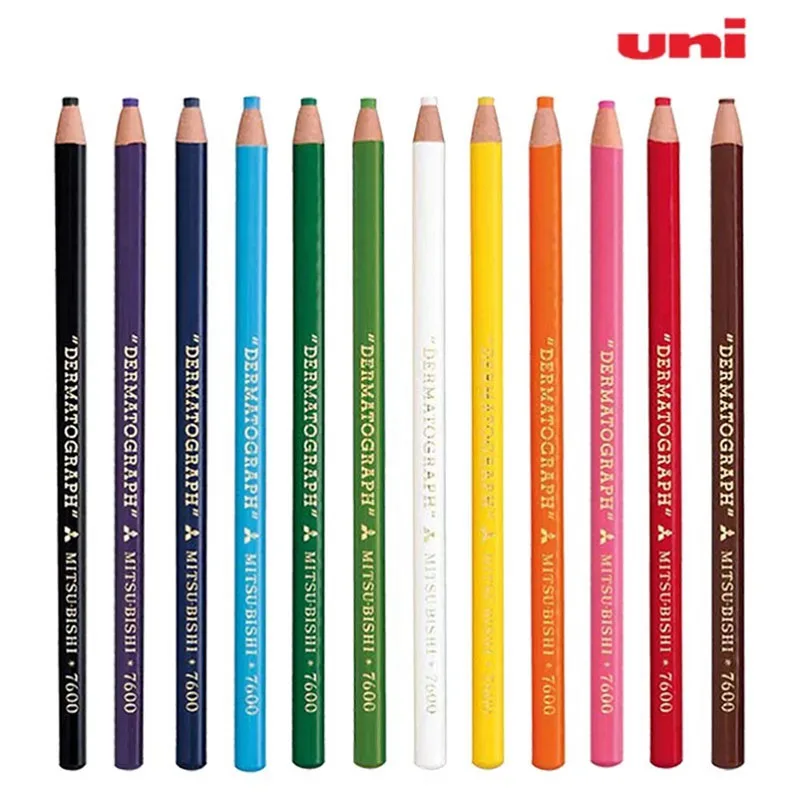 

12 Pcs Uni Crayons 7600 Eco-Friendly Hand Tear Pull Wire Crayons Markers Leather Glass Pen Metal Oily Crayon Stationery