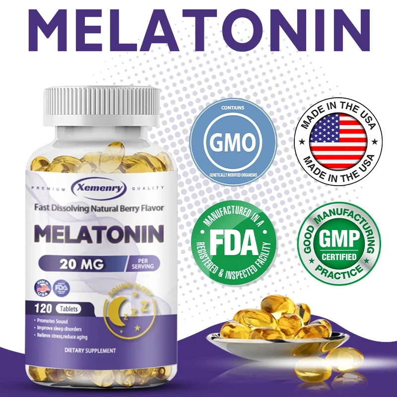 

New Upgraded Melatonin Softgels, Helps You Fall Asleep Faster, Stay Deeper, and Improve Sleep Quality, 120 Capsules