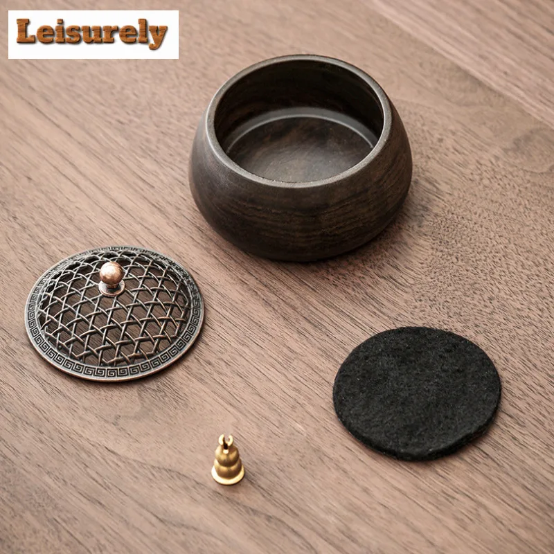 Zen Sandalwood Round Incense Holder Antique Incense Burners Mosquito Coil Holder Scented Aromatic Candles Drinkware Ornaments