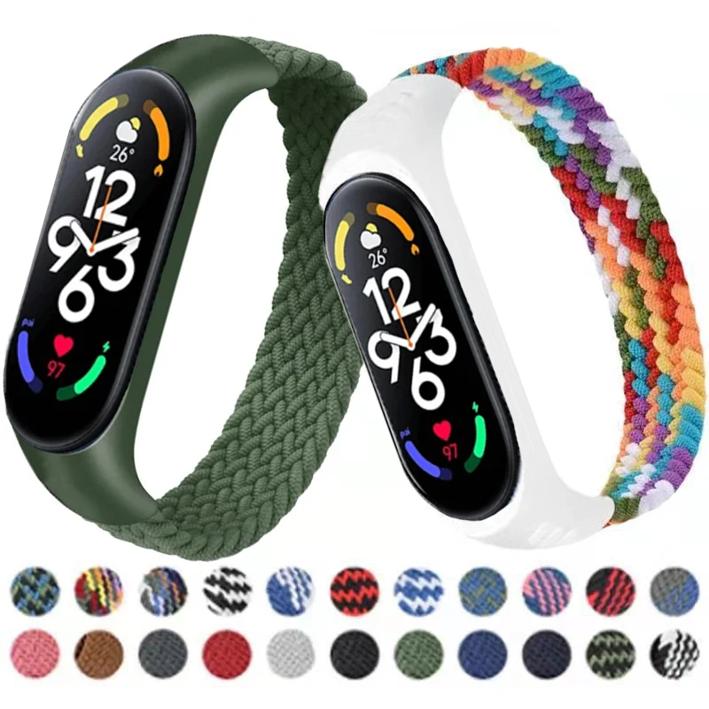 

Ремешок для Mi band 7 6 5, нейлоновый Плетеный соло-браслет, браслет для Miband4 Miband5 Miband6, браслет для xiaomi Mi band 4 3 5 6 7