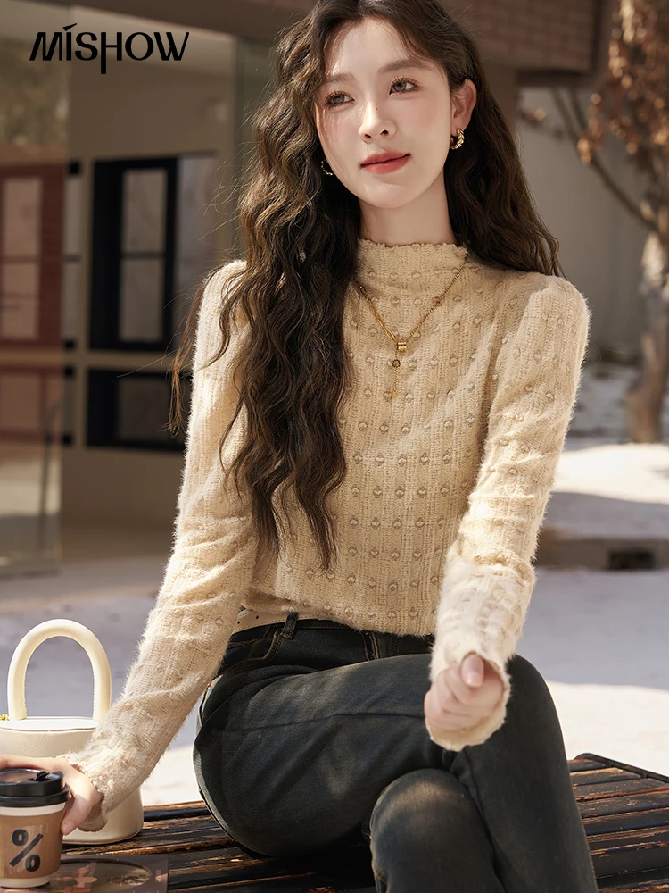 Mishow Wool Blend Bouquet Embroidery Color Clash Cardigan MXD54Z0951