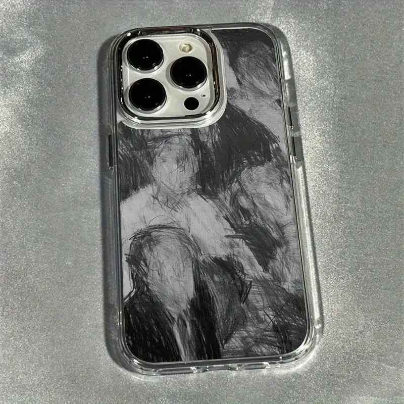Abstract Human Silver Lens Frame Transparent Phone Case with Transparent Cover