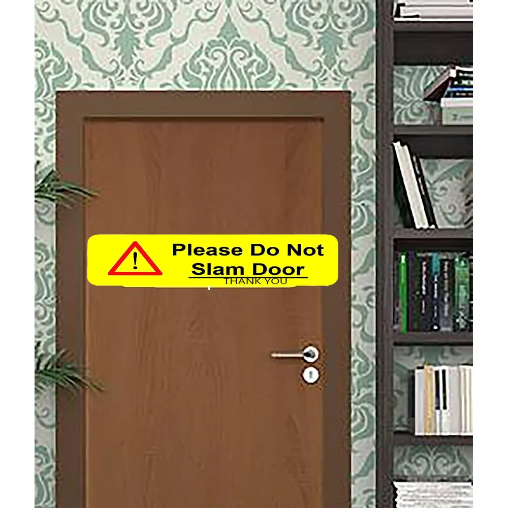 Please Do Not Slam Door Stickers,5*1.5'Yellow Warning Sign for Rental Vehicles,Car Exterior,Doors,Windows 16Pcs