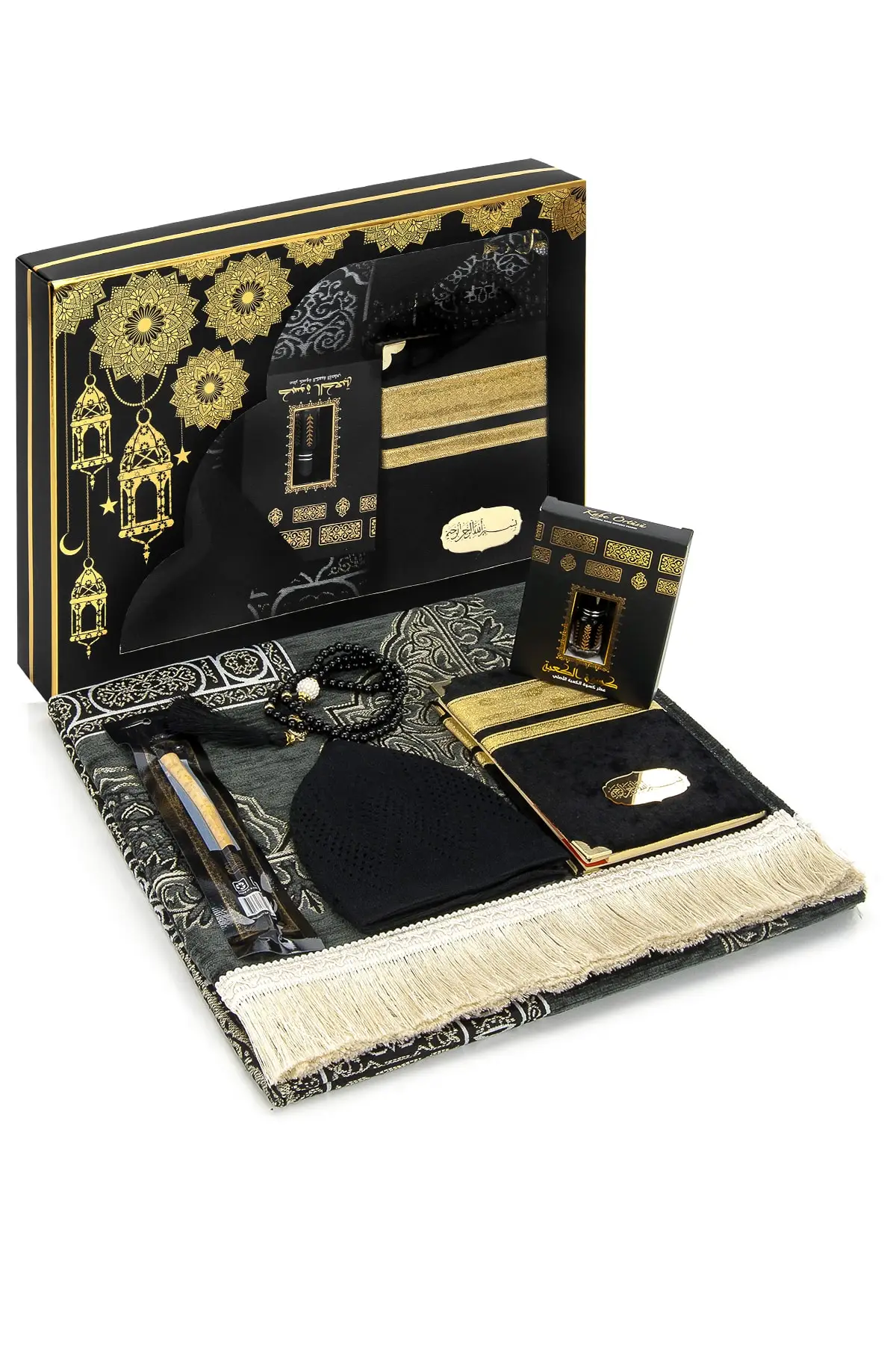 

Kabe Door Patterned Ultra Plus Chenille Seccade Set-5 Black Fringed Machine Rug Carpet & Rug Mat Home Furniture