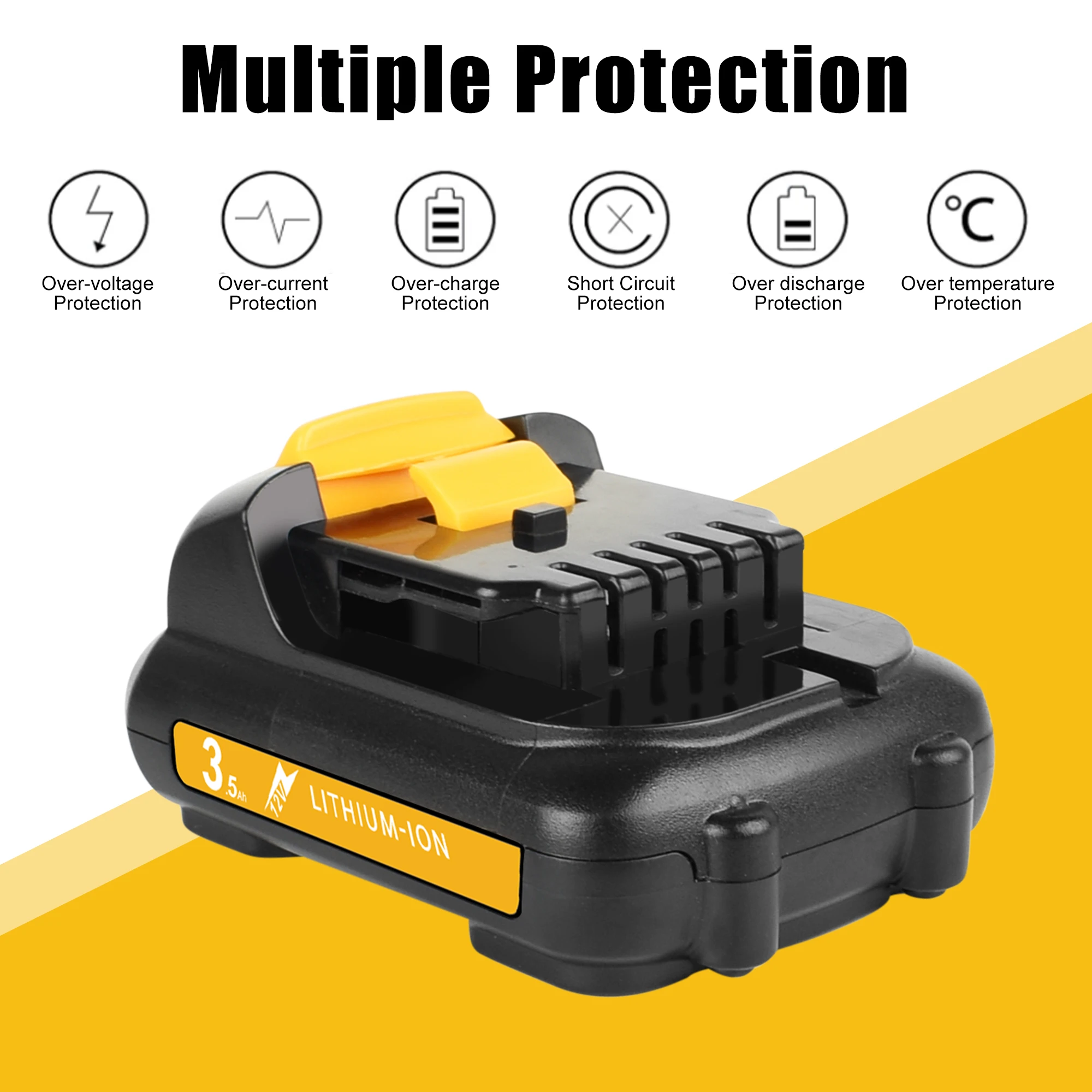 2PCS 12V Battery For Dewalt DCB120 3500mAh Battery For Dewalt DCB127 DCB121 DCB119 DCR020-GB DCF815D2 Power Tool Battery