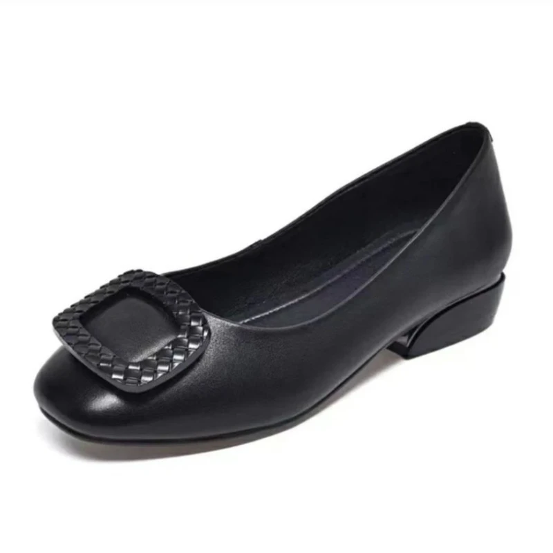 Women Pumps Soft Pu Leather Women's Low Heel Shoes Shallow Mouth All-match Pumps Thick Heels Ladies Work