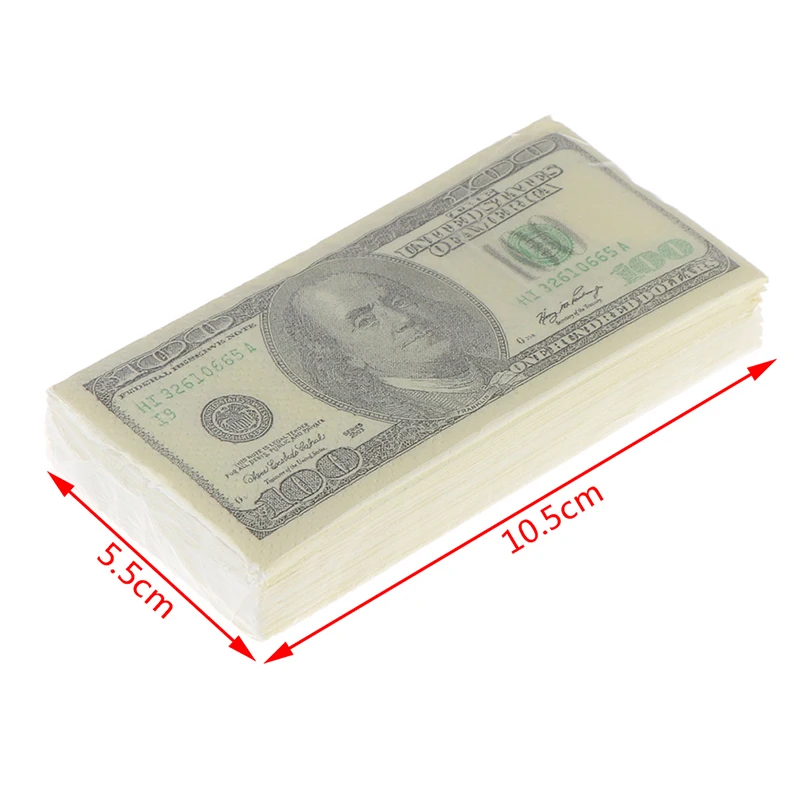 High Quality 9 Pcs/Set Creative Funny 100 Dollars Money Printed Paper Napkins Thick Toilet Tissue Paper Party Supplies