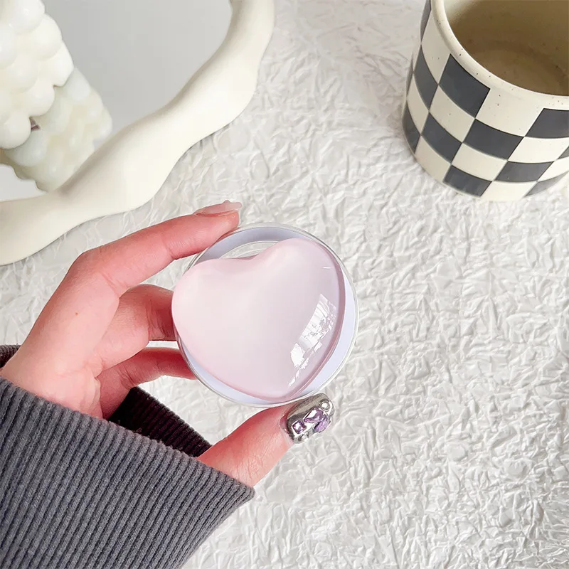 Solid Color Heart Pop Socket Phone Grip & Expandable Kickstand