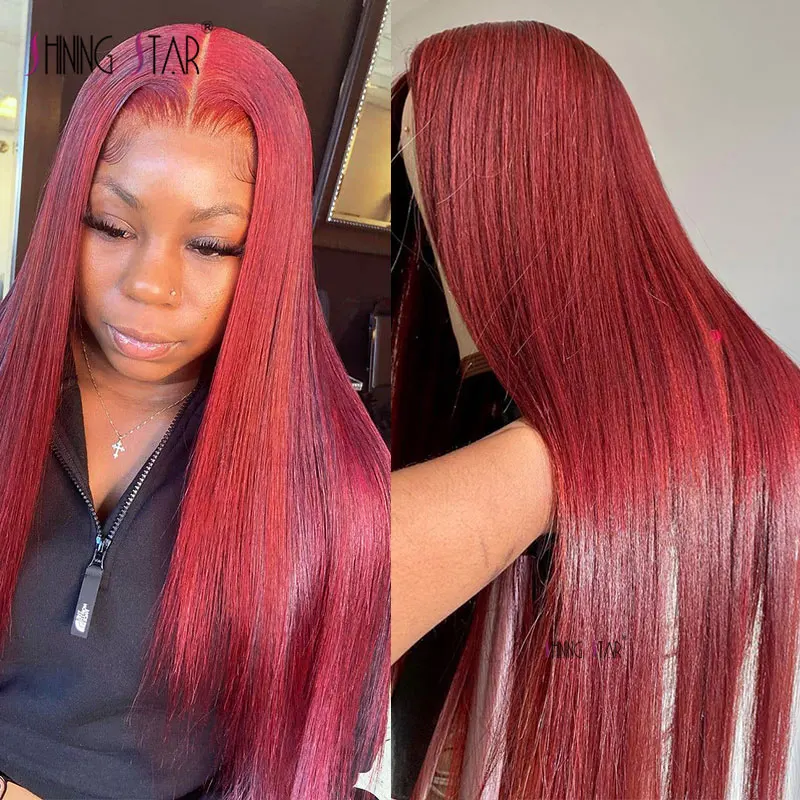 Red Lace Front Wig Human Hair 13x4 Straight Hd Lace Frontal Wigs