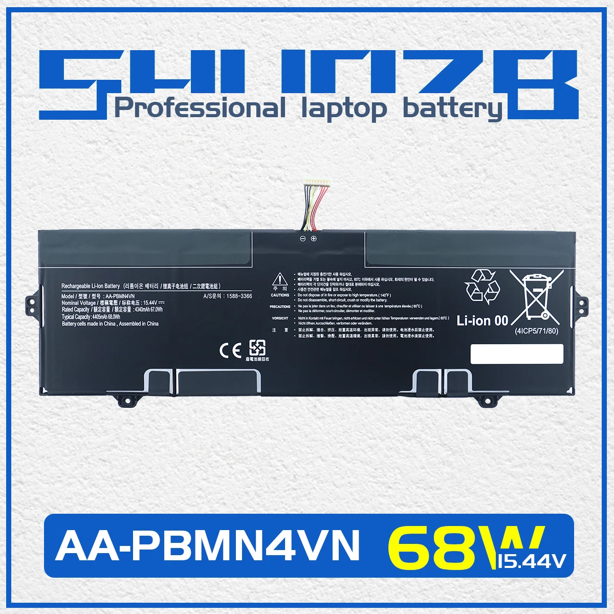 Bateria do Portátil para Samsung Galaxy Book Pro 360 15 Polegada Galaxy Book Pro Np950xdb Substituição da Bateria 15.44v 68wh 4340mah Aa-pbmn4vn