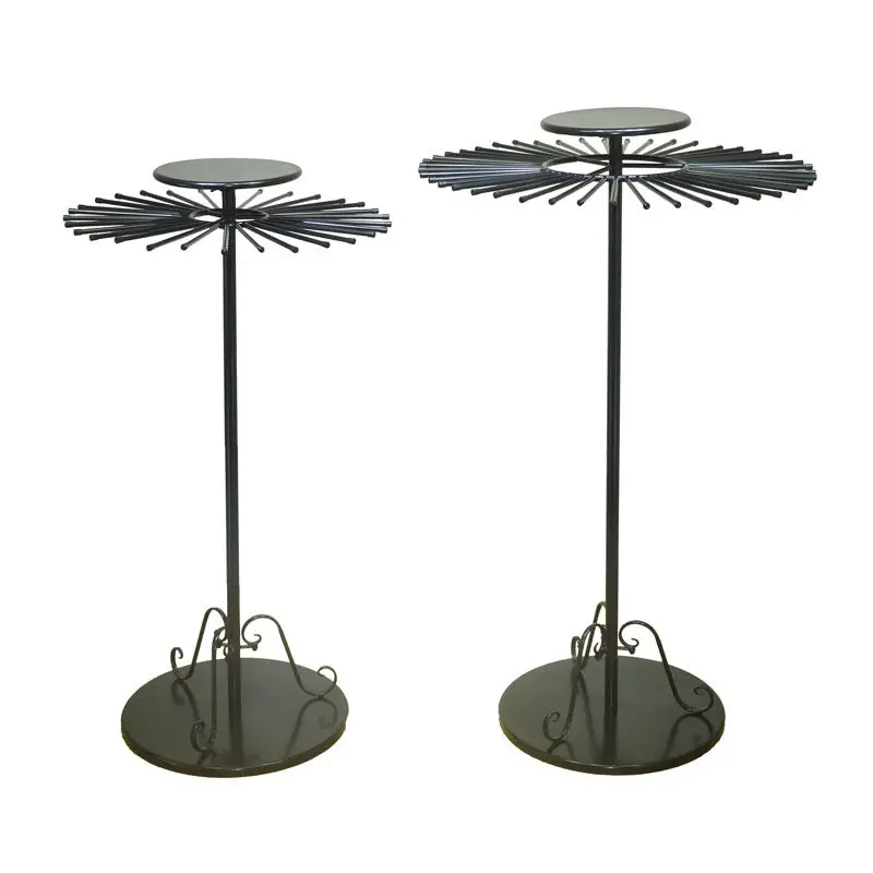 Wrought iron scarf shelf, silk scarf display rack, floor-to-ceiling clothing store hanging fabric shawl display shelf, round.
