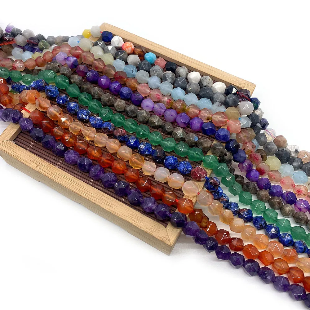 

Natural Stone Beads Crystal Lapis Lazuli Lava Agate Faceted Loose Beads for Jewelry Diy Bracelet Necklace Charm Accessories