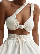 

White Crop Top Strapless Tube Tops Sexy Front Knot Summer Backless Camisole Off Shoulder Sleeveless Tank Top Cropped Club Vest