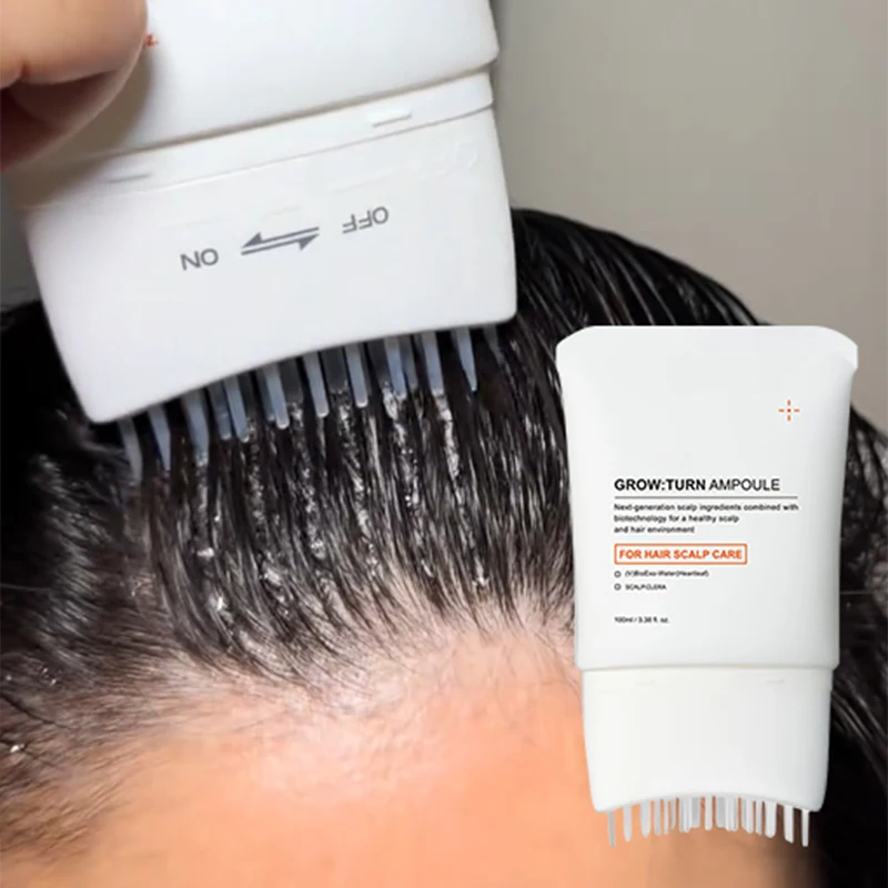 Essenza per la cura dei capelli 100ml con spazzola massaggiante integrata, nutre i follicoli piliferi, applicatore unisex, rinfrescante, siero portatile per la cura del cuoio capelluto