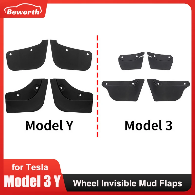 4pcs TPE Mud Flaps Splash Guards Mudguard Fender For Tesla Model Y 3 Front Rear - Foto 9