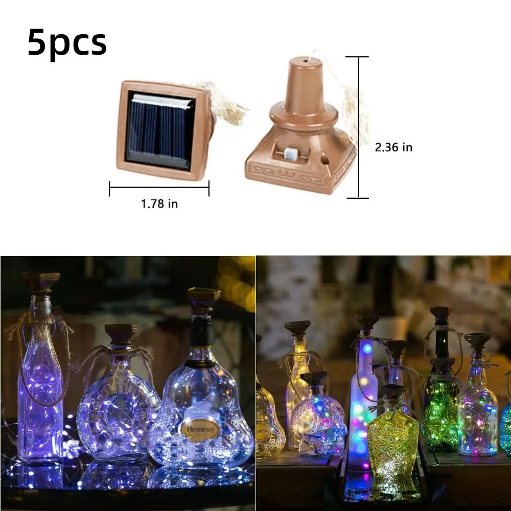 

5pcs 20 LED Copper String Lights Waterproof Fairy Lights Copper Wire String Cork Lights for Wine Bottles