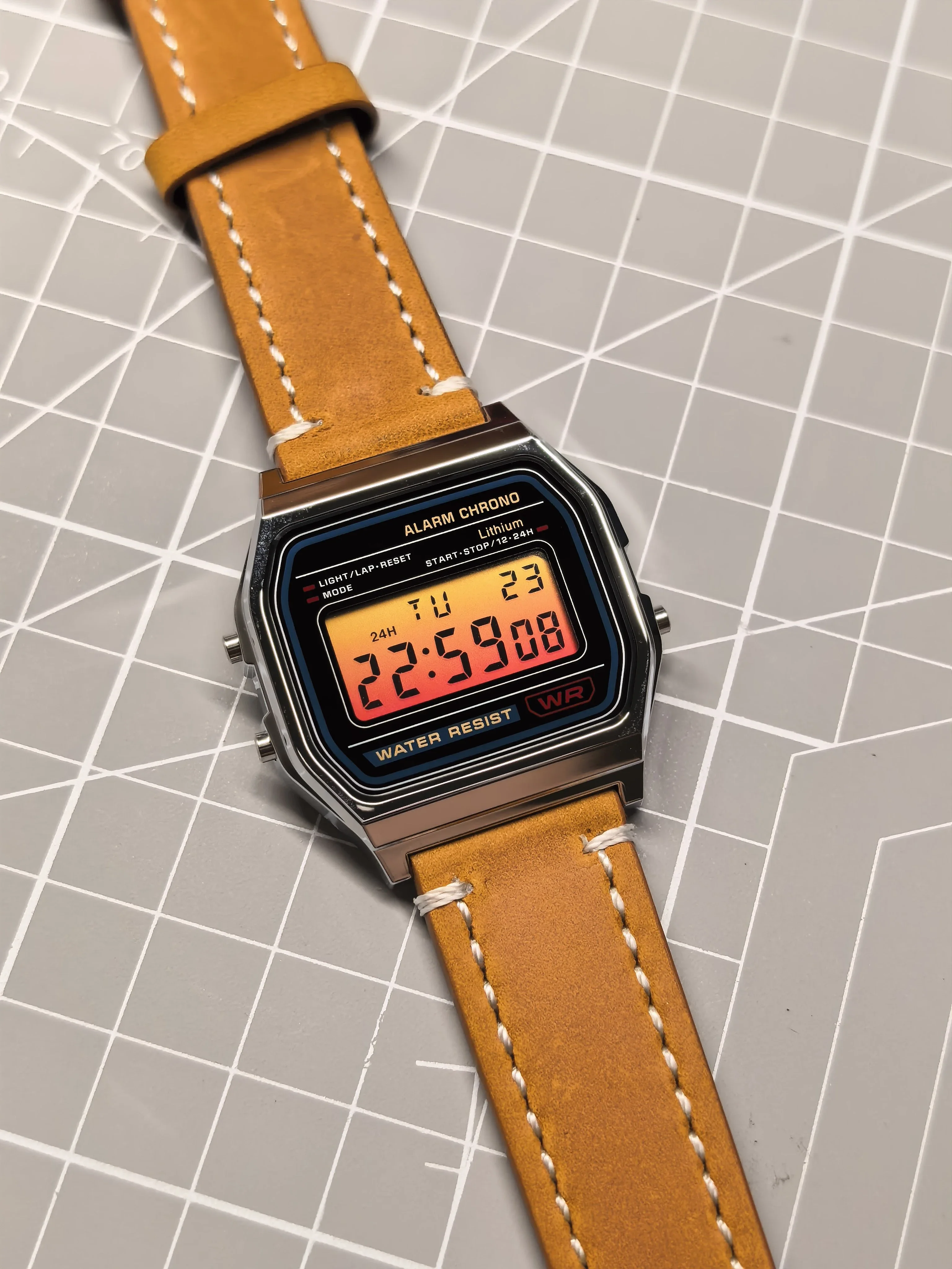 Ultimatives Mod-Kit für Casio F-91W A158W A168, inklusive STN HD-Display, Regenbogen-Farbverlauf-Display-Aufkleber, komplettes Uhren-Verwandlungsset – Detail 7