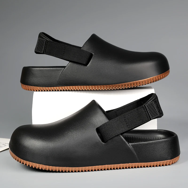 סנדלי גברים לקיץ עם פלטפורמה לשימוש חוץ בחוף הים, מהירי ייבוש, לא מחליקים, מתאימים לשימוש בפנים ובחדר האמבטיה, נעליים קז'ואליות לזוגות 45